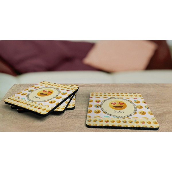 Emojis Coaster Rubber Back - On Coffee Table