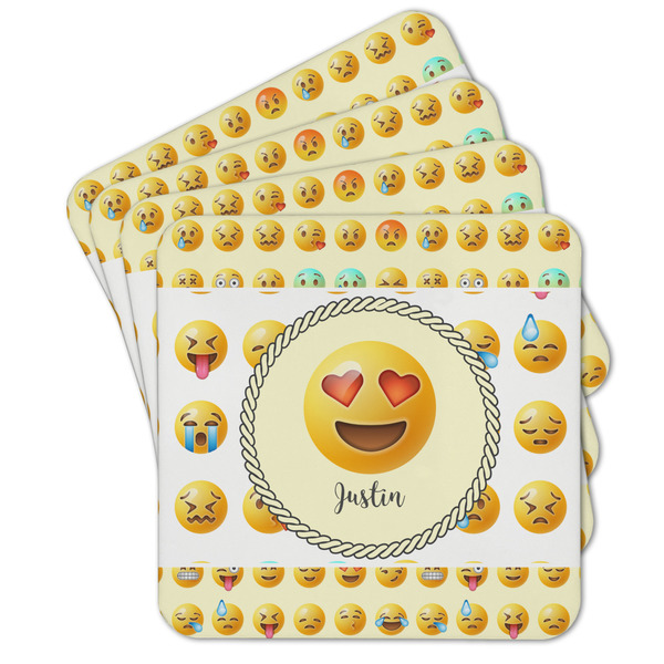 Custom Emojis Cork Coaster - Set of 4 w/ Name or Text