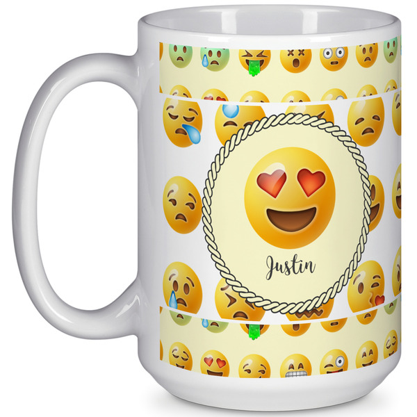 Custom Emojis 15 Oz Coffee Mug - White (Personalized)