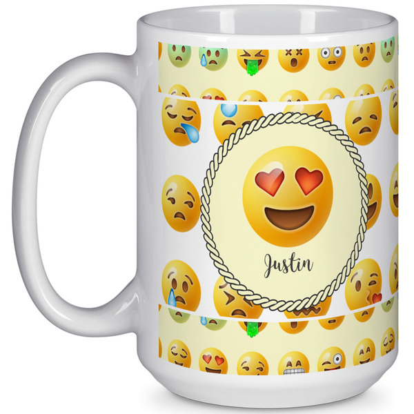 Custom Emojis 15 Oz Coffee Mug - White (Personalized)