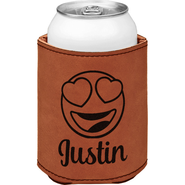 Emojis Cognac Leatherette Can Sleeve - Single Front