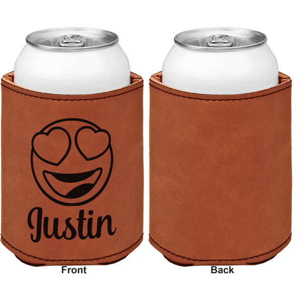 Emojis Cognac Leatherette Can Sleeve - Single Sided Front and Back