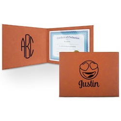 Emojis Leatherette Certificate Holder - Front and Inside (Personalized)