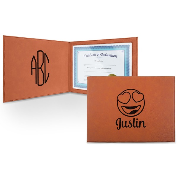 Custom Emojis Leatherette Certificate Holder - Front and Inside (Personalized)