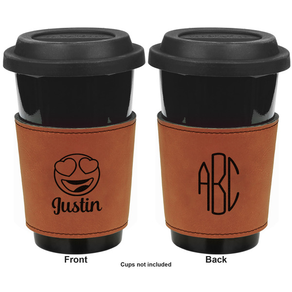 Emojis Cognac Leatherette Mug Sleeve - Double Sided Apvl
