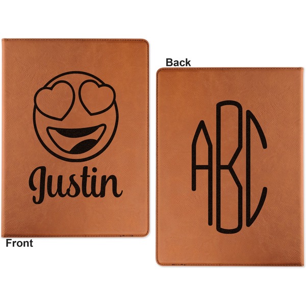 Emojis Cognac Leatherette Portfolios with Notepad - Large - Double Sided - Apvl