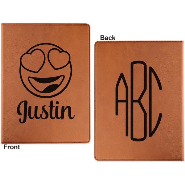 Emojis Cognac Leatherette Portfolios with Notepad - Small - Double Sided- Apvl