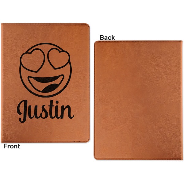 Emojis Cognac Leatherette Portfolios with Notepad - Small - Single Sided- Apvl