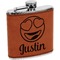 Emojis Cognac Leatherette Wrapped Stainless Steel Flask