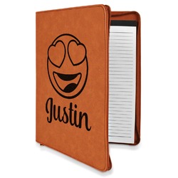 Emojis Leatherette Zipper Portfolio with Notepad (Personalized)