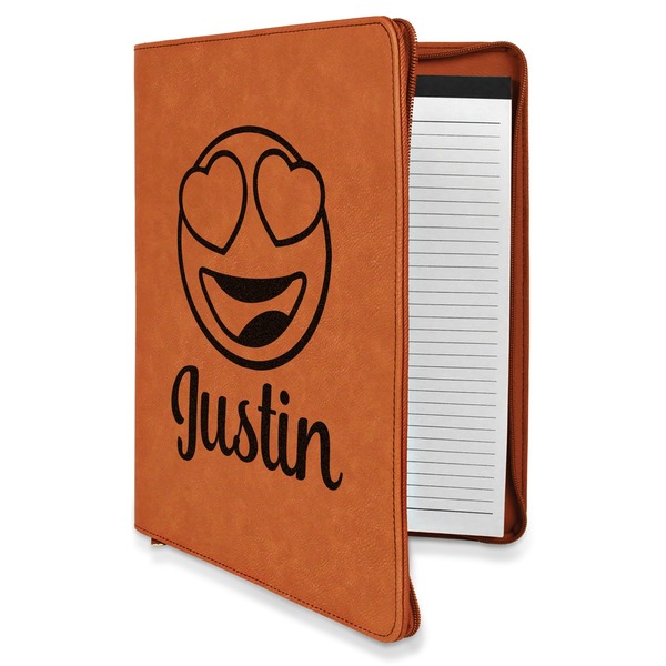 Custom Emojis Leatherette Zipper Portfolio with Notepad (Personalized)