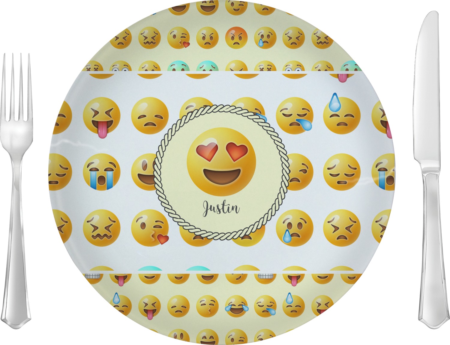 Emojis Glass Lunch / Dinner Plate 10" (Personalized) YouCustomizeIt