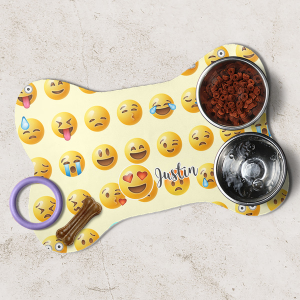 Emojis Dog Bone Shaped Mat Lifestyle
