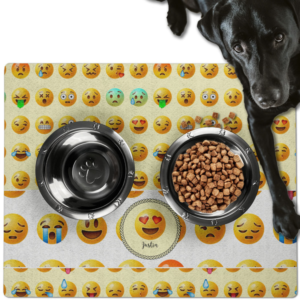 Custom Emojis Dog Food Mat - Large w/ Name or Text