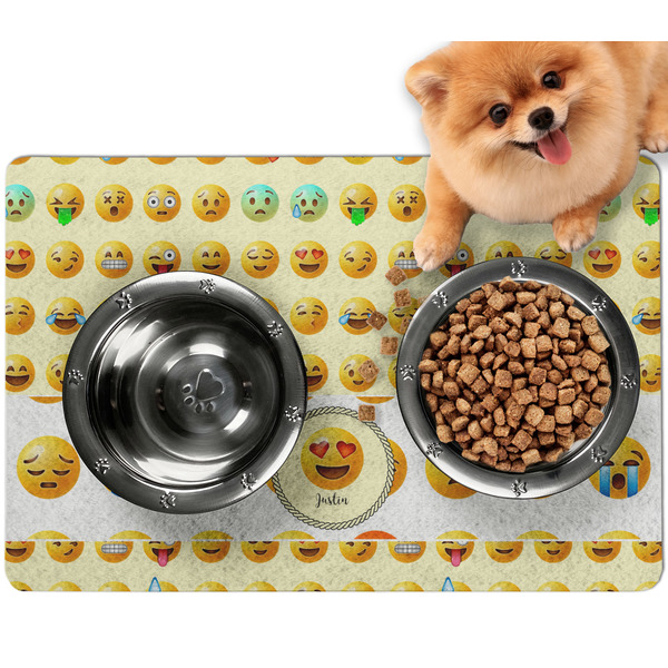 Custom Emojis Dog Food Mat - Small w/ Name or Text