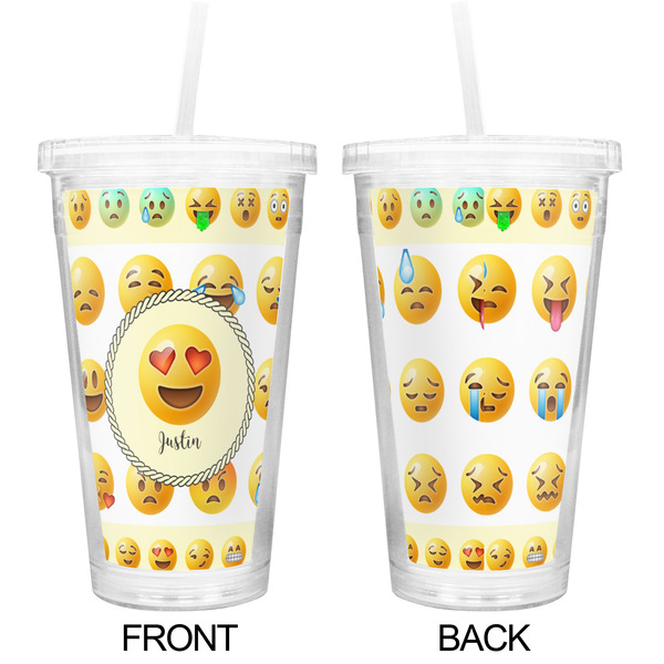 Emojis Double Wall Tumbler with Straw - Approval