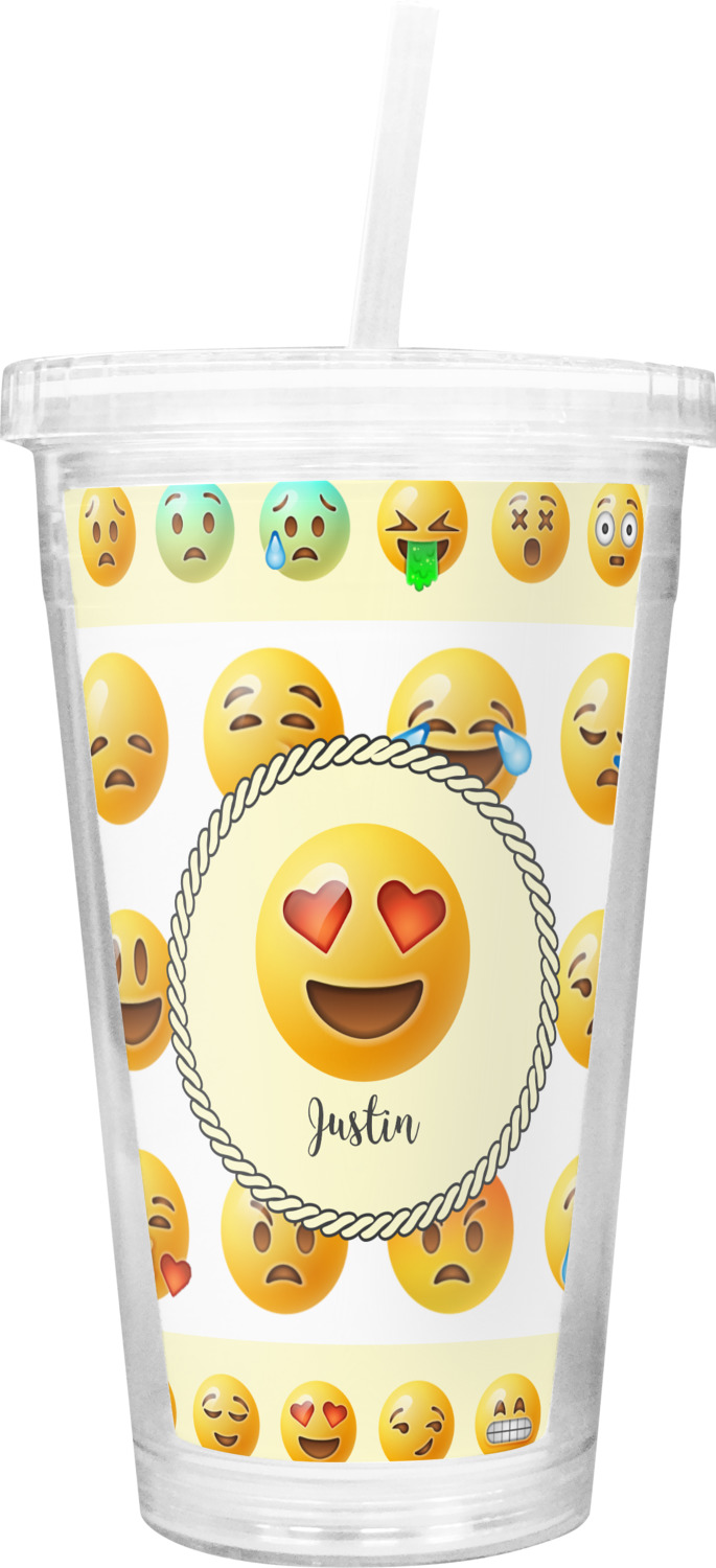 Emojis Double Wall Tumbler with Straw (Personalized) YouCustomizeIt