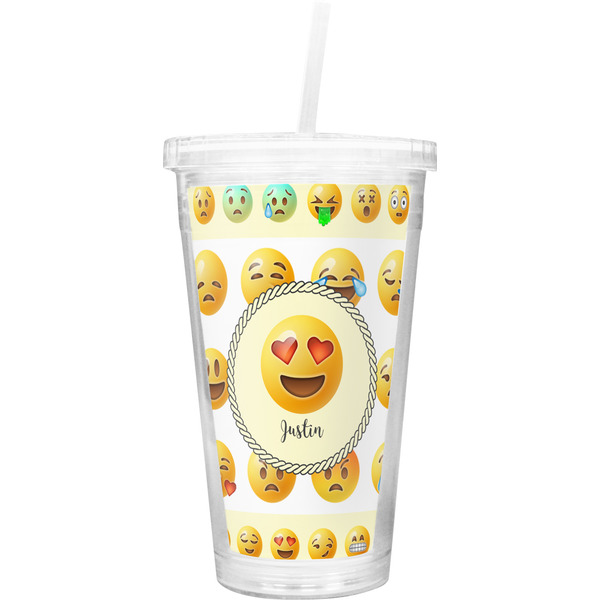 Custom Emojis Double Wall Tumbler with Straw (Personalized)