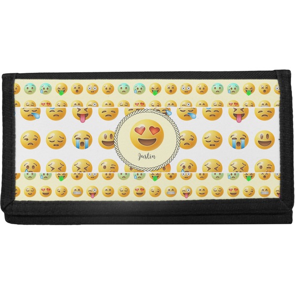 Custom Emojis Canvas Checkbook Cover (Personalized)