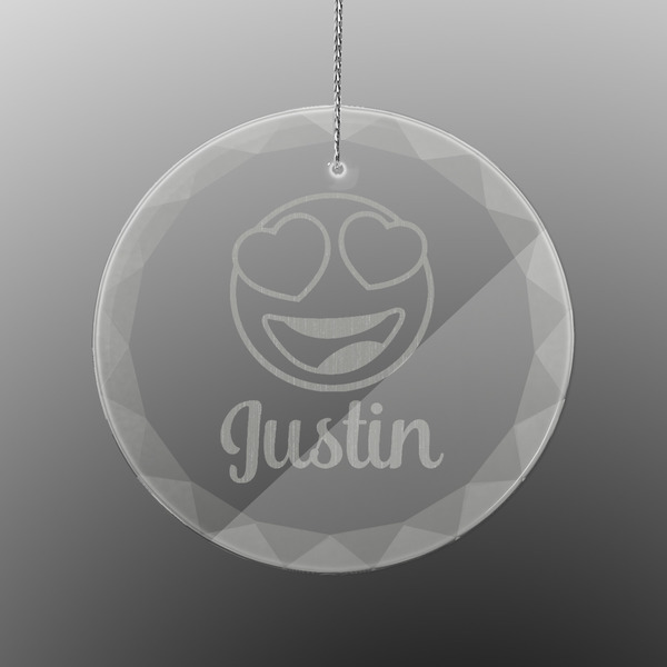 Custom Emojis Engraved Glass Ornament - Round (Personalized)