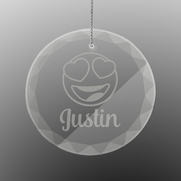 Emojis Engraved Glass Ornament - Round (Front)