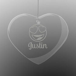 Emojis Engraved Glass Ornament - Heart (Personalized)