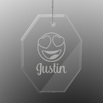 Emojis Engraved Glass Ornament - Octagon (Personalized)