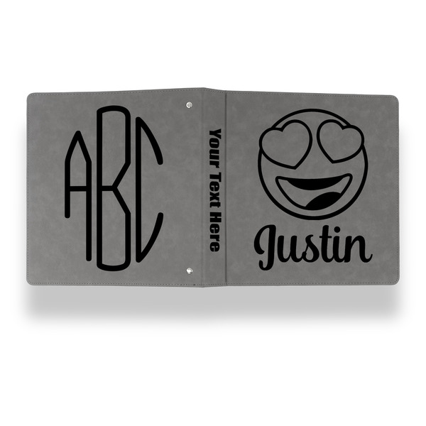 Emojis Leather Binder - 1" - Grey - Back Spine Front View