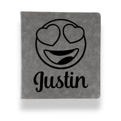 Emojis Leather Binder - 1" - Grey (Personalized)