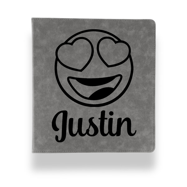 Custom Emojis Leather Binder - 1" - Grey (Personalized)