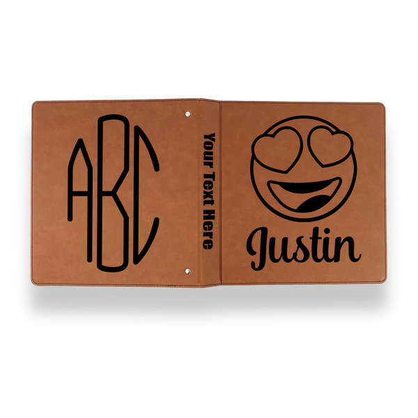 Emojis Leather Binder - 1" - Rawhide - Back Spine Front View