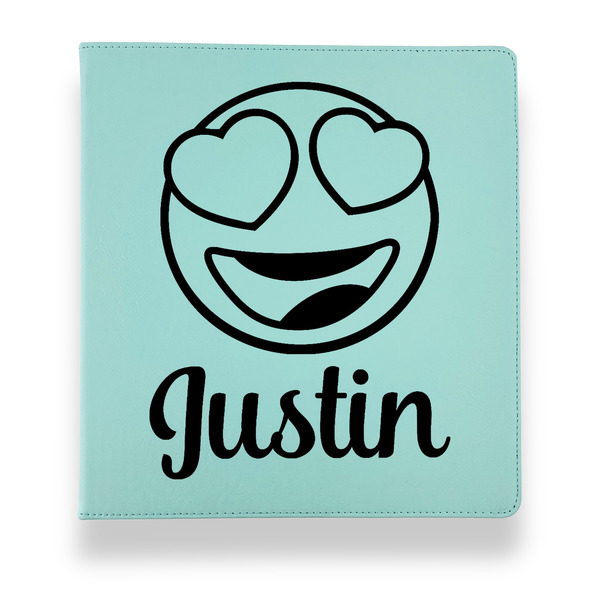 Emojis Leather Binders - 1" - Teal - Front View