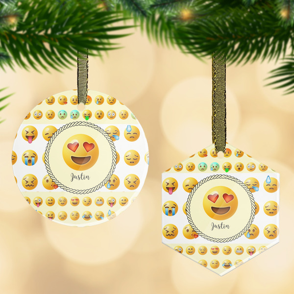 Custom Emojis Flat Glass Ornament w/ Name or Text