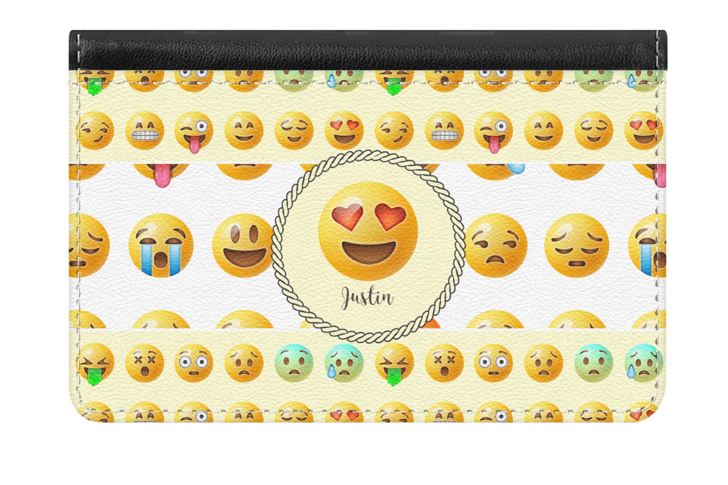 Emojis Genuine Leather ID & Card Wallet Slim Style (Personalized