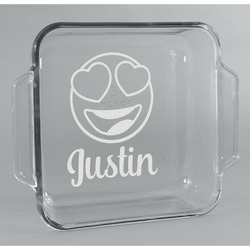 Emojis Glass Cake Dish - 8in x 8in (Personalized)