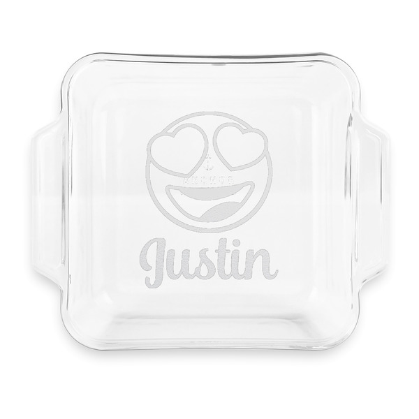 Custom Emojis Glass Cake Dish with Truefit Lid - 8in x 8in (Personalized)