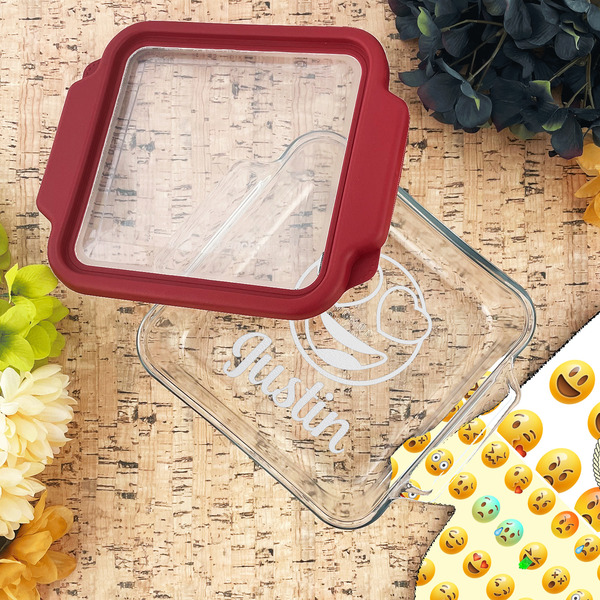 Emojis Glass Cake Dish - LIFESTYLE (8x8)