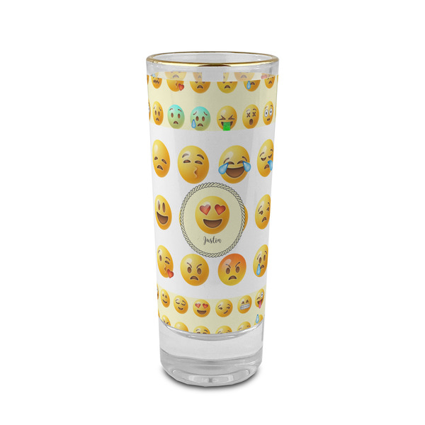 Custom Emojis 2 oz Shot Glass -  Glass with Gold Rim - Set of 4 (Personalized)