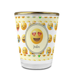 Emojis Glass Shot Glass - 1.5 oz - with Gold Rim - Set of 4 (Personalized)