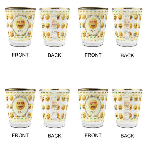 Emojis Glass Shot Glass - with gold rim - Set of 4 - APPROVAL