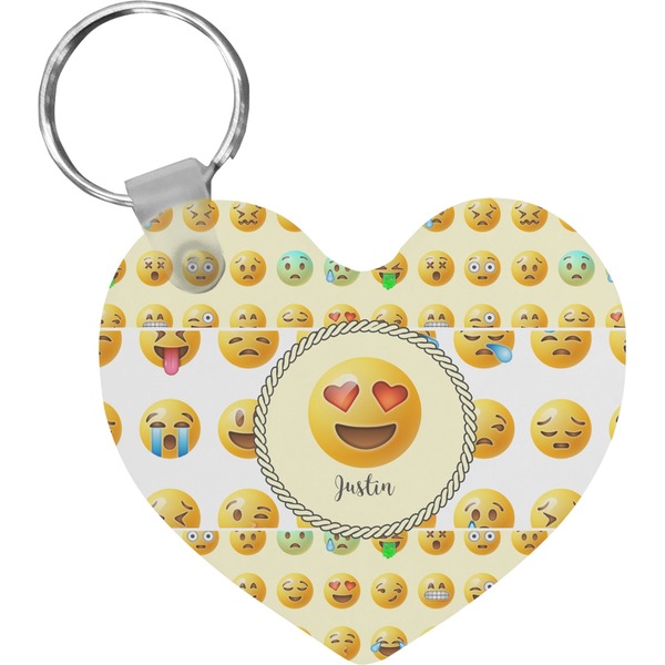 Custom Emojis Heart Plastic Keychain w/ Name or Text