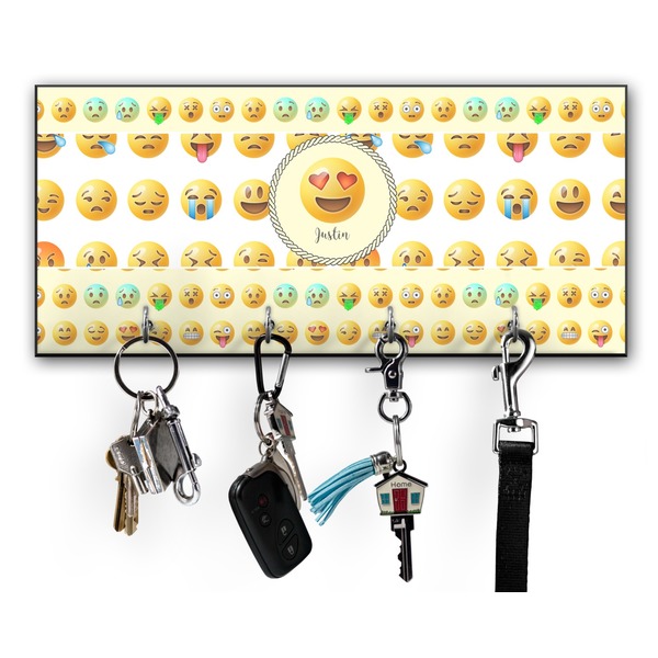 Custom Emojis Key Hanger w/ 4 Hooks w/ Graphics and Text
