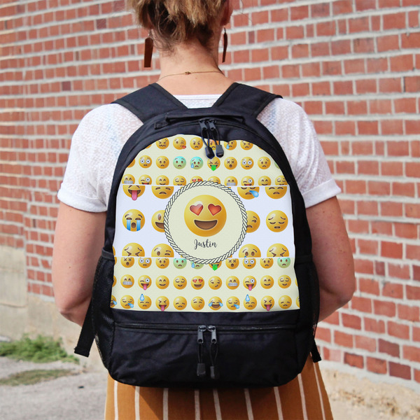 Emojis Large Backpack - Black - On Back