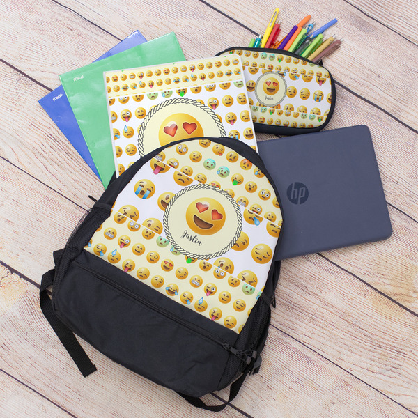 Emojis Large Backpack - Black - With Stuff