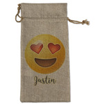 Emojis Large Burlap Gift Bag - Front (Personalized)