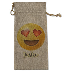 Emojis Large Burlap Gift Bag - Front (Personalized)