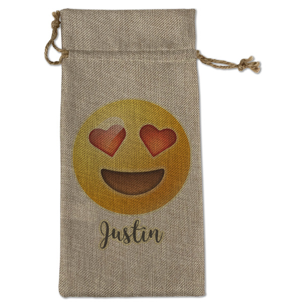 Custom Emojis Large Burlap Gift Bag - Front (Personalized)
