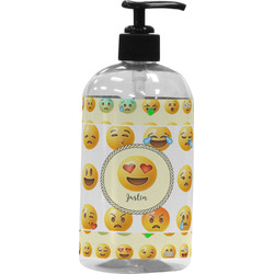 Emojis Plastic Soap / Lotion Dispenser (16 oz - Large - Black) (Personalized)