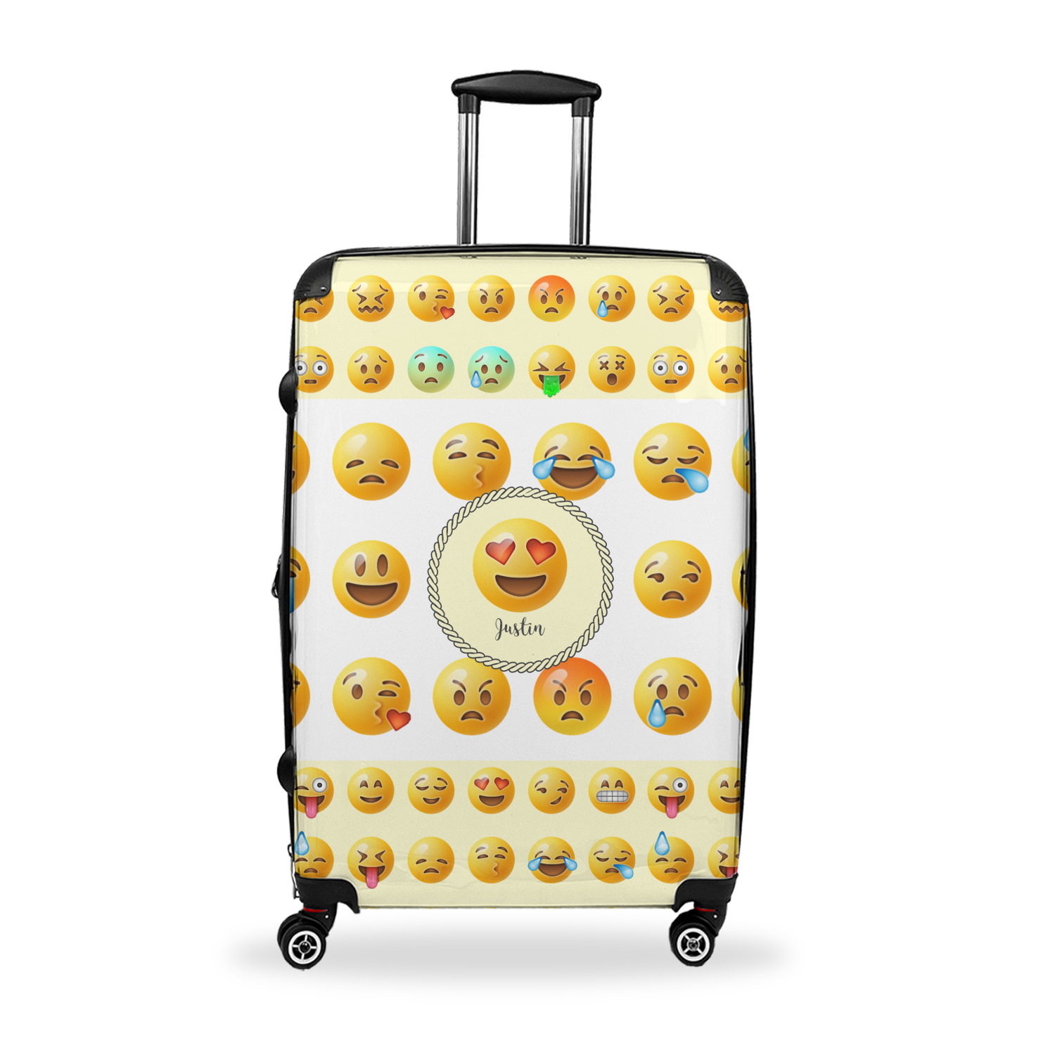 Emojis Suitcase 28" Large Checked w/ Name or Text YouCustomizeIt