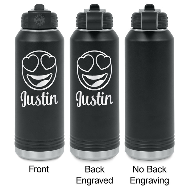 Emojis Laser Engraved Water Bottles - 2 Styles - Front & Back View
